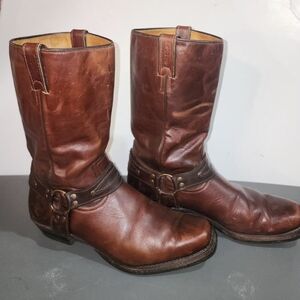 Men's Brown Leather Harness Western Boots